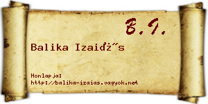 Balika Izaiás névjegykártya
